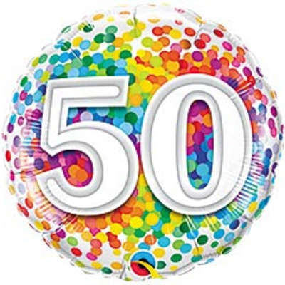 18" 50th Birthday Confetti Mylar