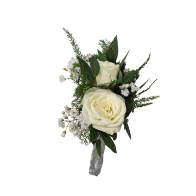 White Spray Rose Boutonniere