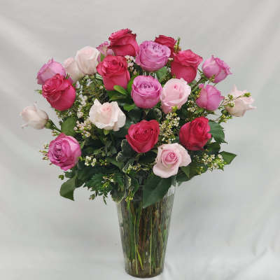 Long Stem Two Dozen Mixed Pink Roses