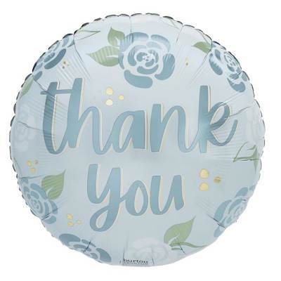 17" Thank You Grey Flowers Mylar