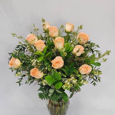 Long Stem Dozen Peach Roses