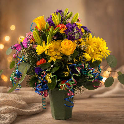 Fireworks in a Vase with a Butterfly