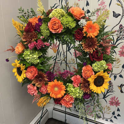 Fall memorial wreath.