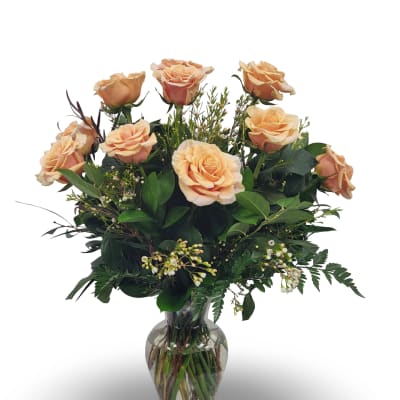 Medium Stem Dozen Peach Roses