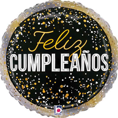 Round birthday balloon with "Feliz Cumpleaños" text