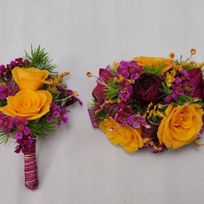 Fantasia Boutonniere and Wristlet Set