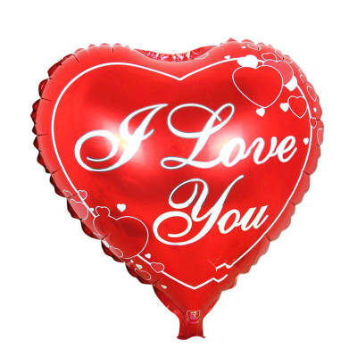 Red heart-shaped balloon with "I Love You" text