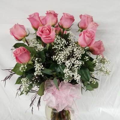 Long Stem Dozen Pink Roses
