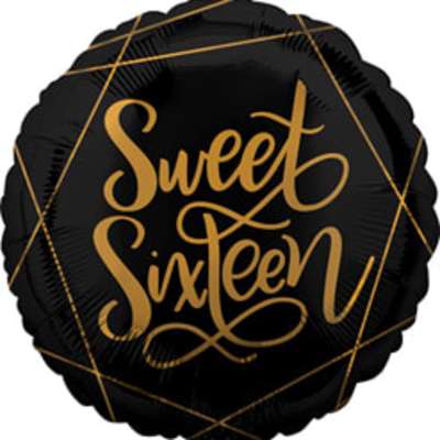18" Black Sweet Sixteen Mylar