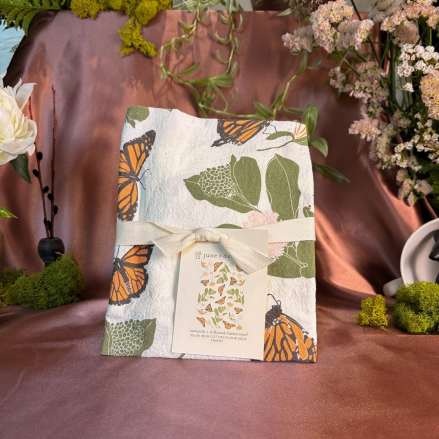 June & December Monarchs and Milkweeds Kitchen Tea Towel