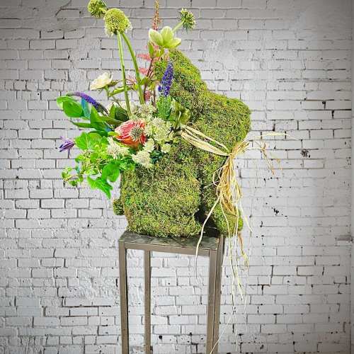 Moss Bunny and wildflowers