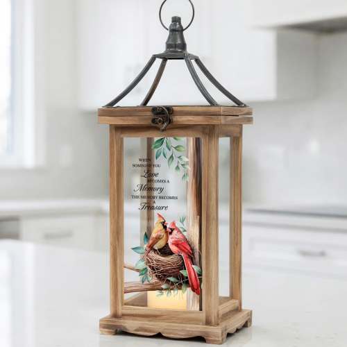 Memorial Lantern "Love becomes a Memory" Cardinal Nest