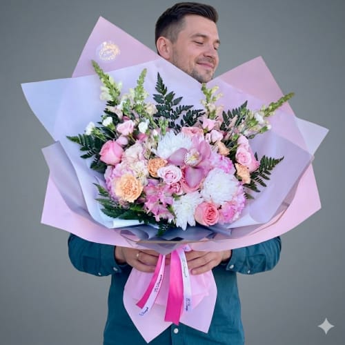 Mix flowered wrapped with peony