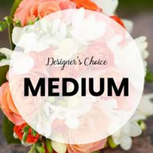 Medium bouquet of peach and white flowers