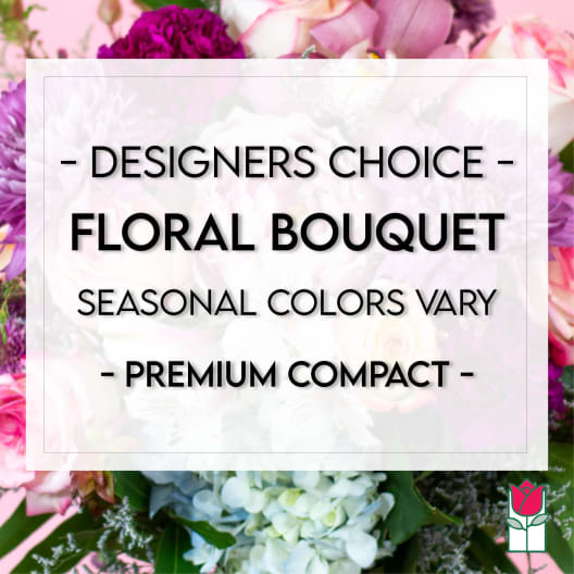 Designer’s choice floral bouquet with mixed pink and white blooms