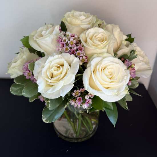 Modern Dozen White Roses