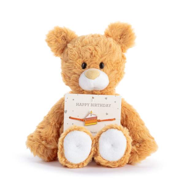 Plush- Happy Birthday Orange Bear 8"