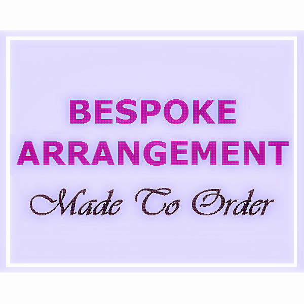 Graphic reading "Bespoke Arrangement Made To Order" on a lavender background