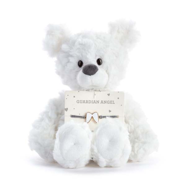 Plush- Guardian Angel White Bear 8"
