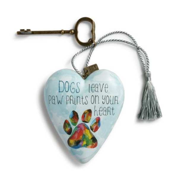 Heart-shaped memorial ornament with a key and tassel