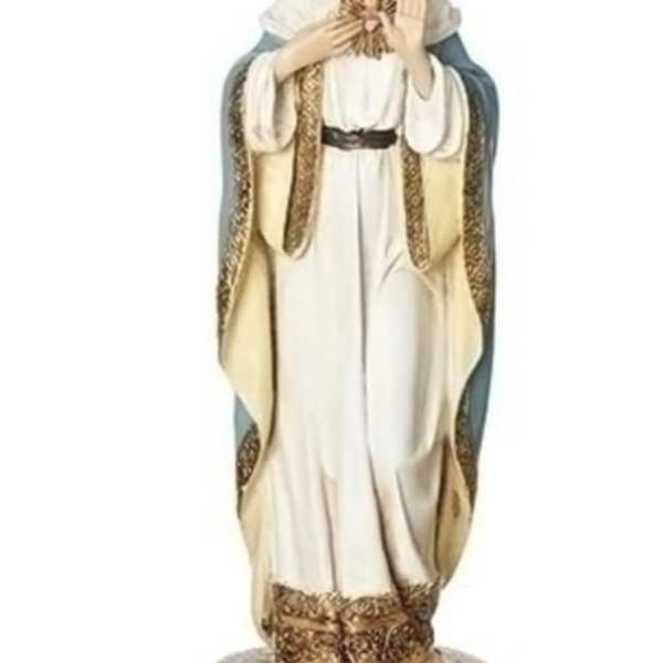 Decorative statue of a robed woman on an ornate base