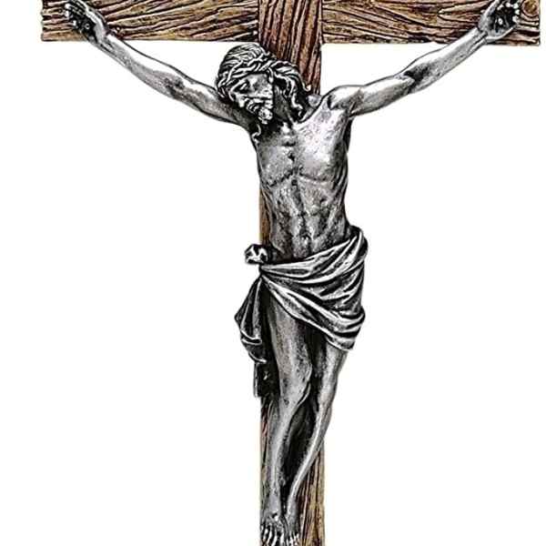 Religious gifts- 20" Crucifix in Antique Silver
