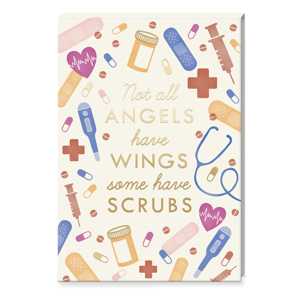 Medical-themed gift book with colorful bandages, pills, and stethoscope graphics