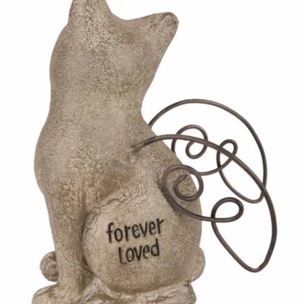 Cat memorial figurine with the words forever loved