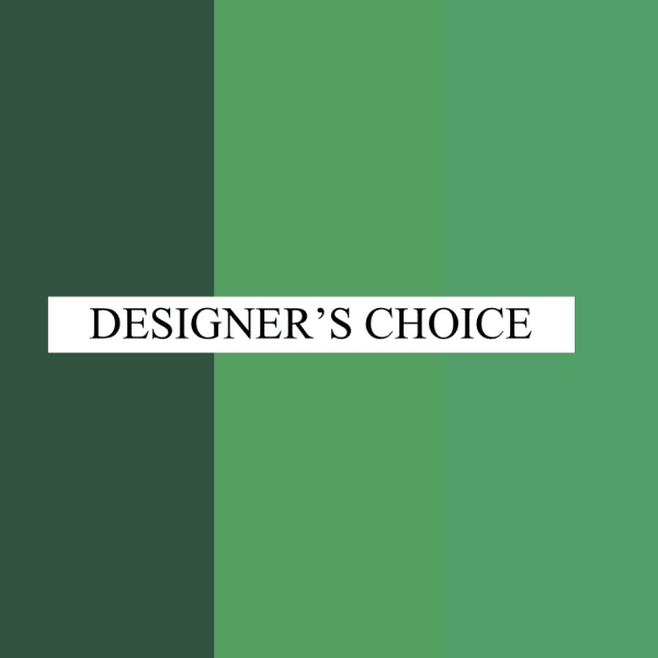 Graphic with four green vertical panels and the words 'DESIGNER'S CHOICE' in the center