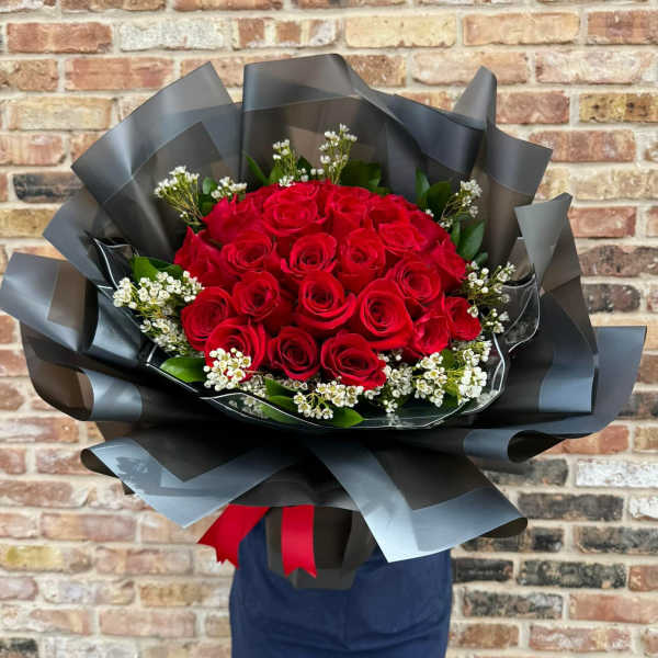 24 Red Rose Hand Held Bouquet