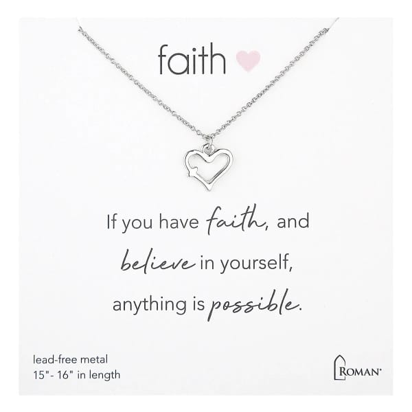 Silver Faith Heart Necklace