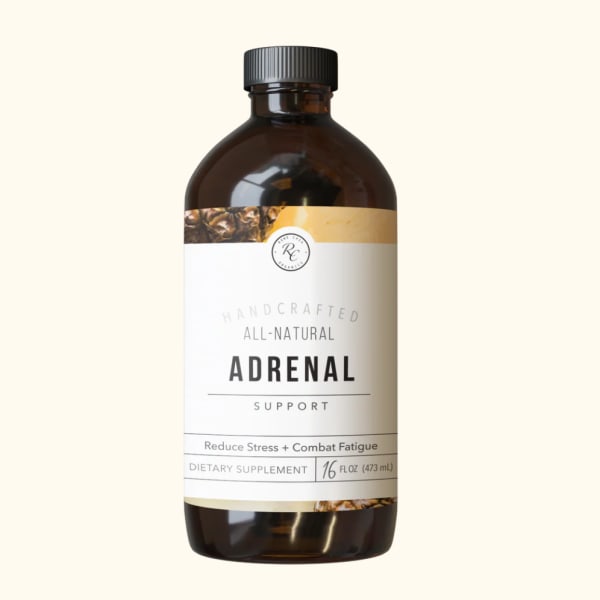 Amber bottle labeled Adrenal Support dietary supplement