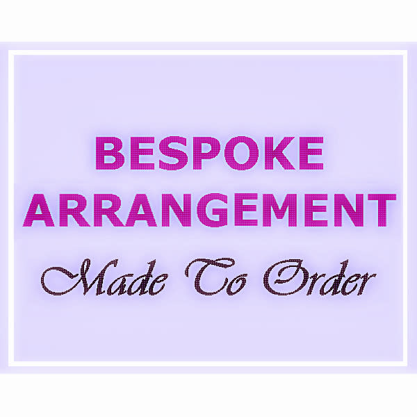 Text graphic reading Bespoke Arrangement Made To Order on a purple background