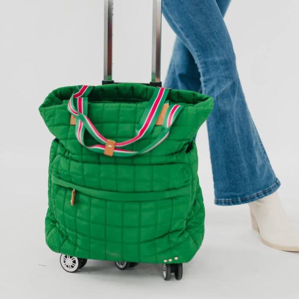 Quilted Tote Roller Bag- Emerald
