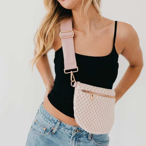 Woven Westlyn Bag- Checkered Blush
