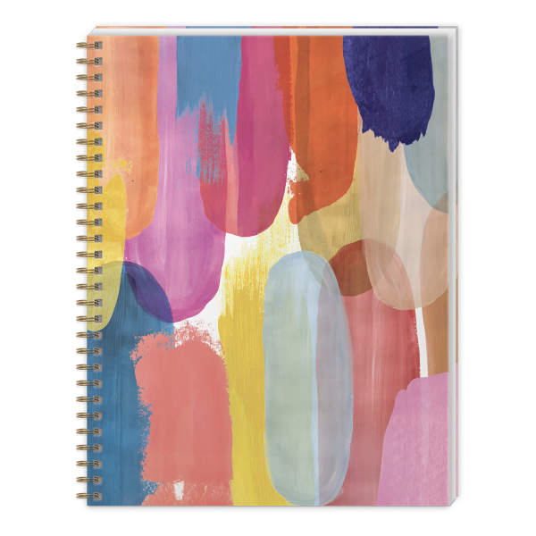 Colorful spiral-bound notebook with abstract painted cover