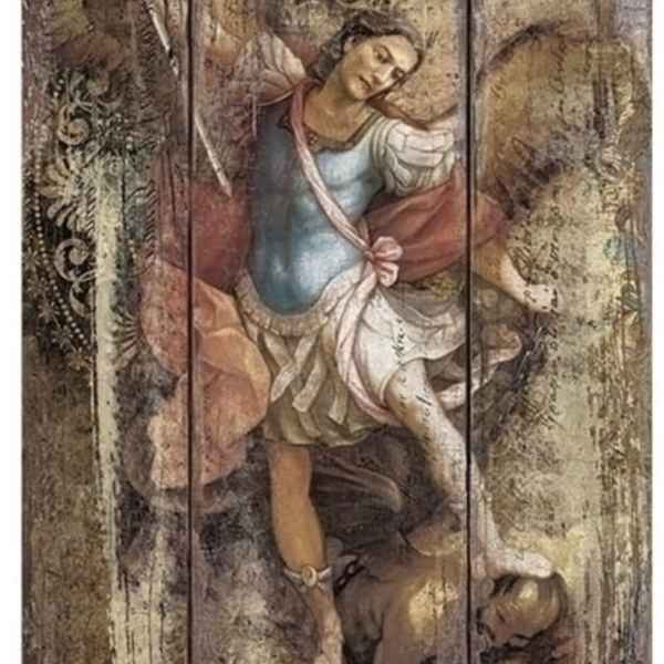 Decorative wall art with an angel figure in muted tones