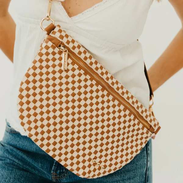 Woven Westlyn Bag- Checkered Brown