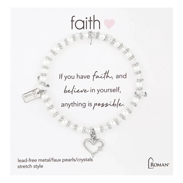 Silver Faith Pearl Bracelet