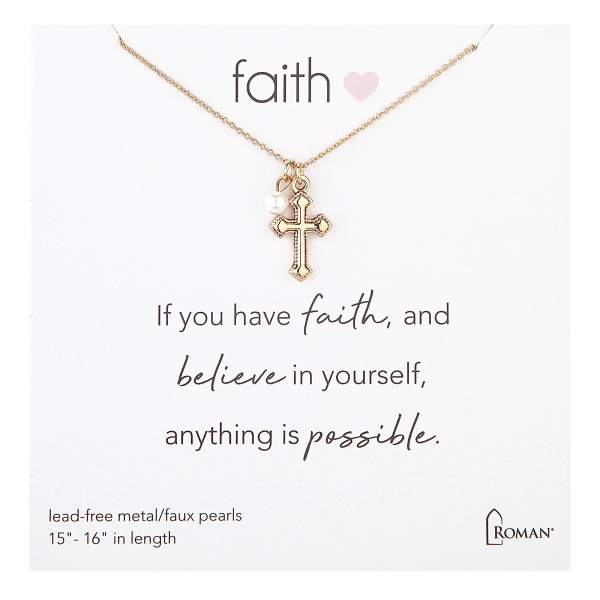 Gold Faith Cross Charm Bracelet