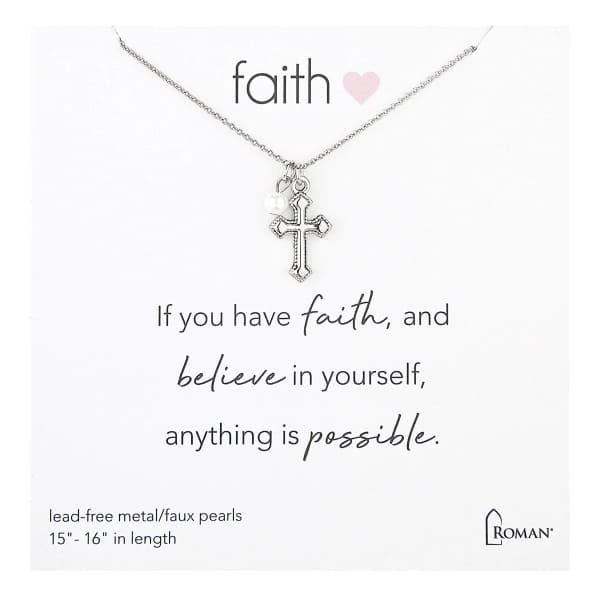 Silver Faith Cross Charm Bracelet