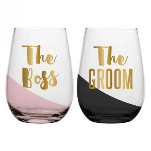 "The Boss & The Groom" Matching Glass Set