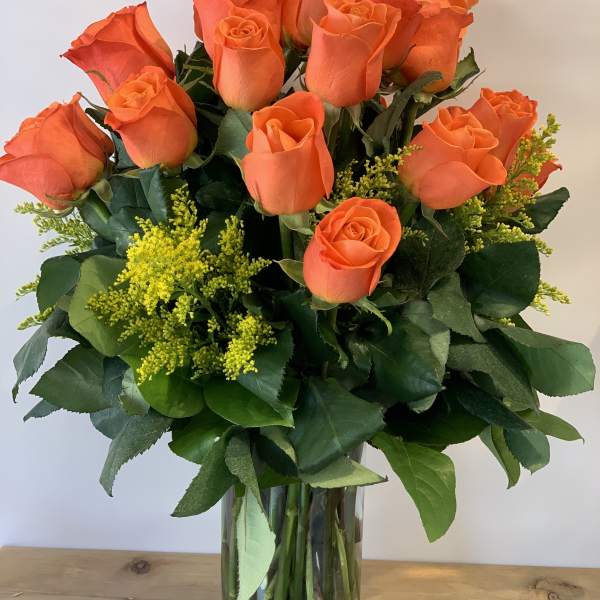 Solar Flare | Dozen Long Stem Orange Roses | Professional Orange Rose Delivery in San Francisco