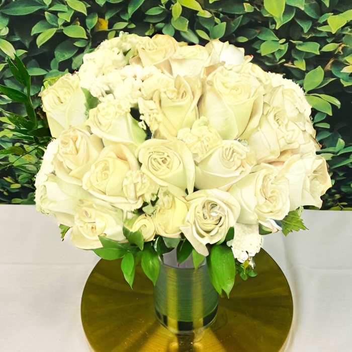 Two Dozen White Roses with Luxe Floral Gift Wrap and Personalized Card