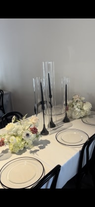 Black Taper Candler Holders & Hurricane Cover Rental