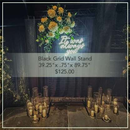 Flower Mill Black Grid Wedding Rental