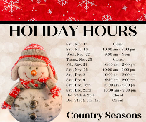 Our Holiday Hours