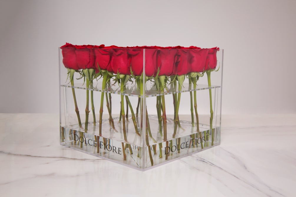 Red Roses Acrylic Box By Dolce Fiore