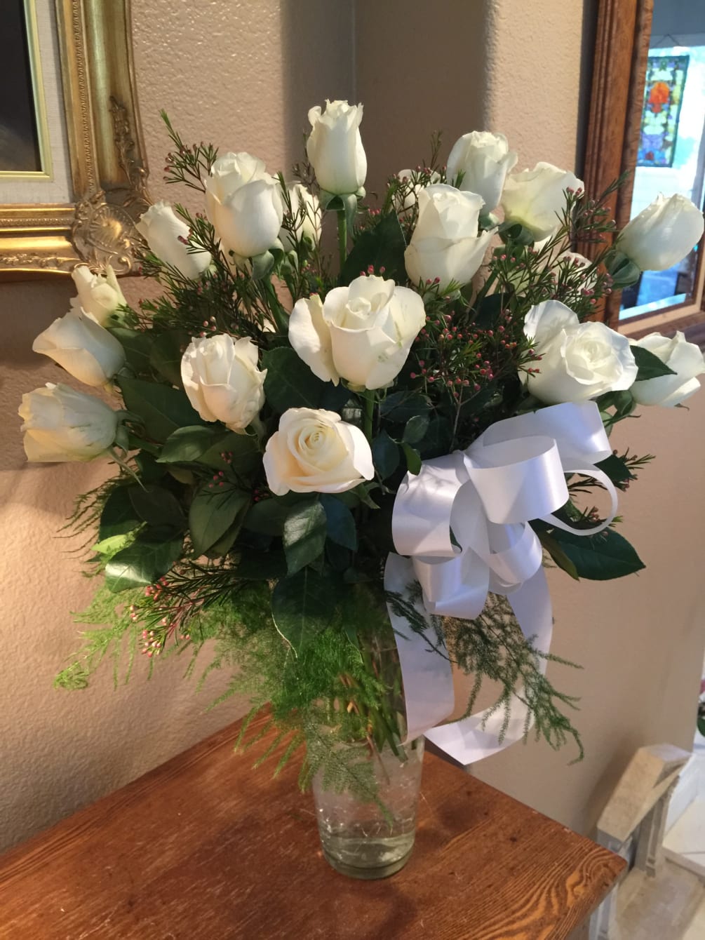 24 White Roses No Delivery To Mortuary Or Cemetery By Lily Banks Florist