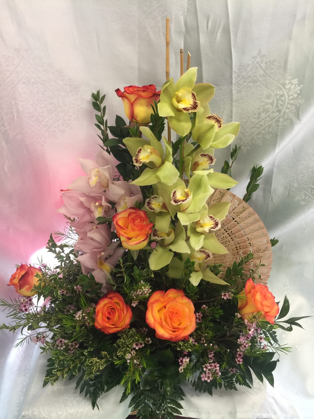 Double Cymbidium Orchid Spray Arrangement Arr013501 By Flower Fair